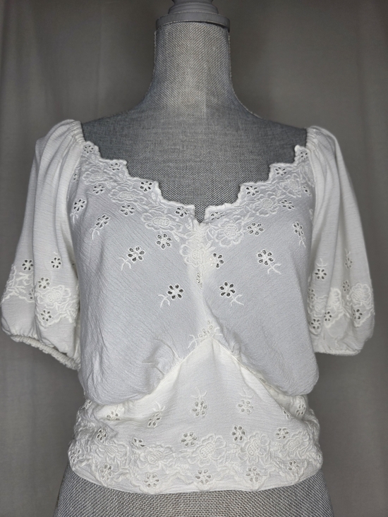 Idyllwind Tops - Idyllwind White Eyelet Lace Peasant Top SZ Medium